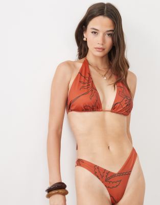 Asos Design Fuller Bust Brogan High Apex Triangle Bikini Top In Multi