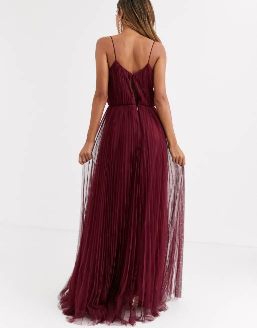 Asos design cami pleated tulle store maxi dress