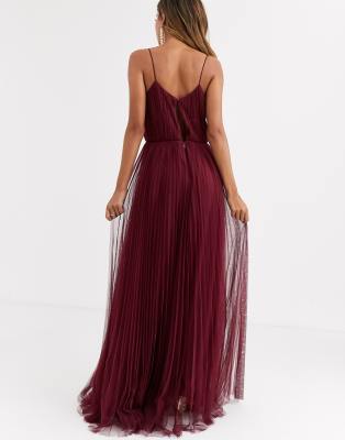 asos cami pleated tulle maxi dress