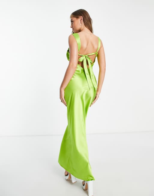 Asos green hot sale satin dress