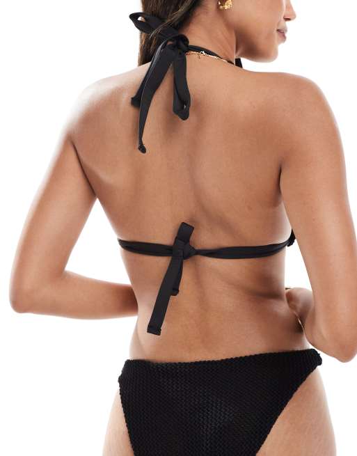 ASOS DESIGN – Fuller Bust – Cara – Bikinioberteil aus Häkelstoff in Schwarz mit hohem Trägeransatz, 4 von 4