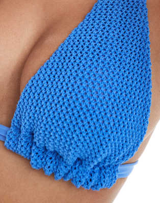 Asos Design Fuller Bust Cara Crochet High Apex Bikini Top