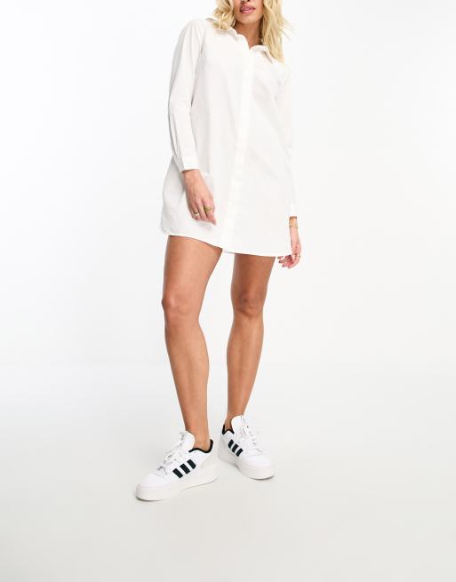 ASOS DESIGN Fuller Bust cotton mini shirt dress in white ASOS