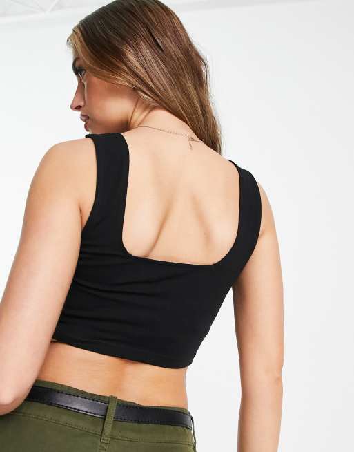 Black Square Neck Cropped Cami