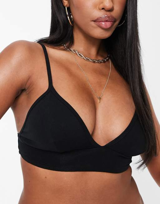 Women's Black Bralette Deep V Neck