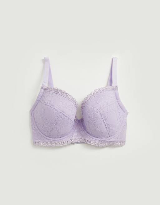 ASOS DESIGN Fuller Bust Ayla eyelet underwire bra in dusky lilac