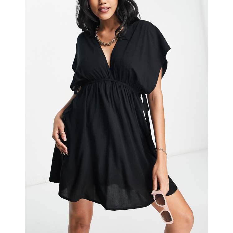 ASOS DESIGN Fuller bust flutter sleeve mini beach dress with