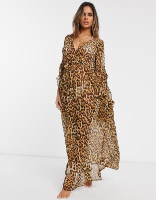 leopard print maxi kimono