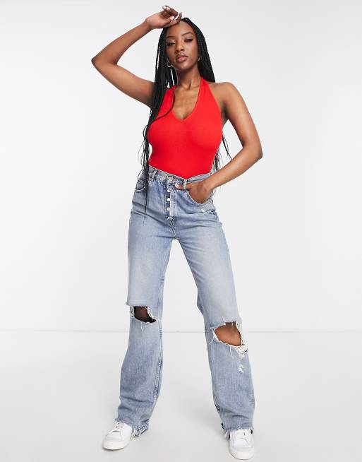 Red Bodysuit & Skinny Jeans