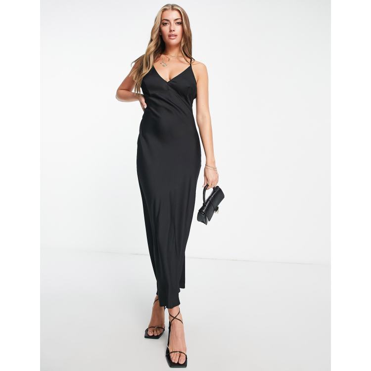 Buy BLACK SATIN SLIP MAXI DRESS for Women Online in India