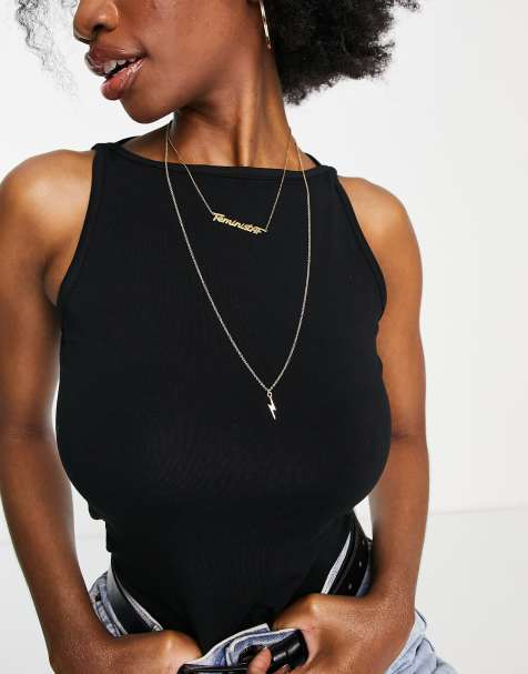 ASOS DESIGN Fuller Bust high neck tank top in black - view 1