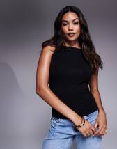 Mango denim maxi skirt in black
