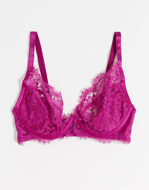 ASOS DESIGN Fuller Bust Jemma Eyelash Lace With Exposed Underwire Bra 