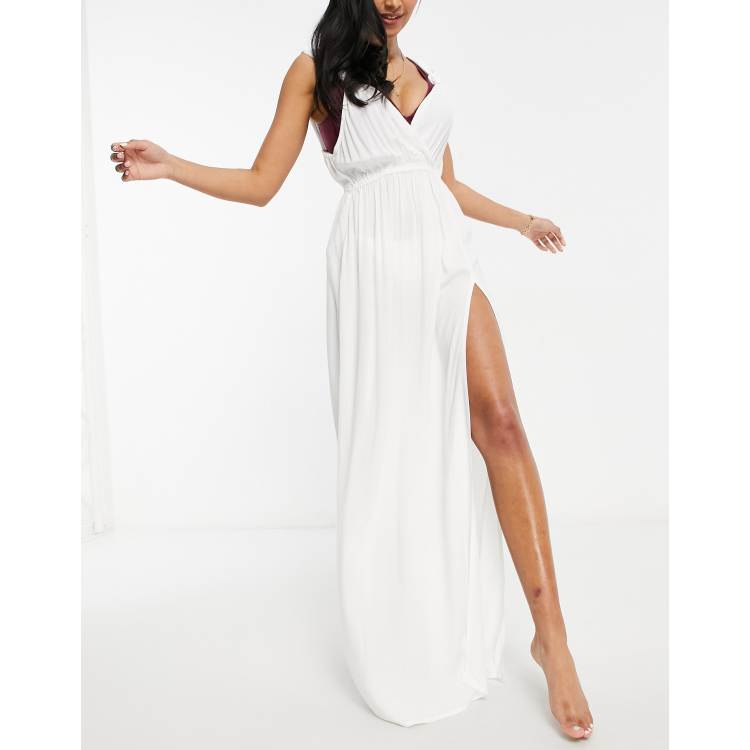 white knot back beach dress ASOS DESIGN fuller bust strap maxi in Two Dresses and Charlotte karako suits locations Size:US 12P length skirt moves beautifully