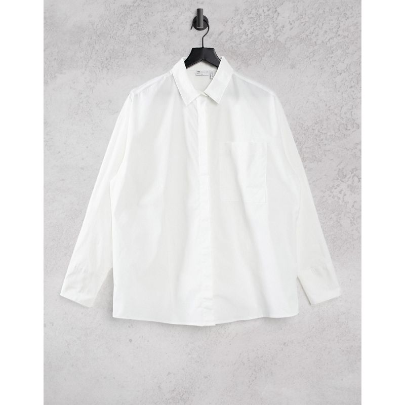DESIGN – Fuller Bust – Langärmliges Boyfriend-Hemd aus Baumwolle in Weiß