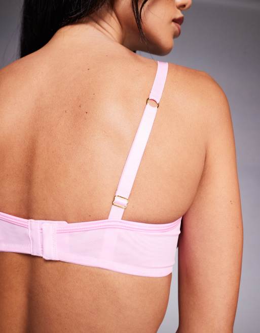 ASOS DESIGN Fuller Bust Lennox sheer mesh underwire bra with satin binding in baby pink, 4 of 4