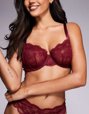 ASOS DESIGN - Fuller Bust - Lola - Bügel-BH aus Spitze in Burgunderrot
