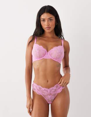 Asos Design Fuller Bust Lola Lace Underwired Bra In Pink