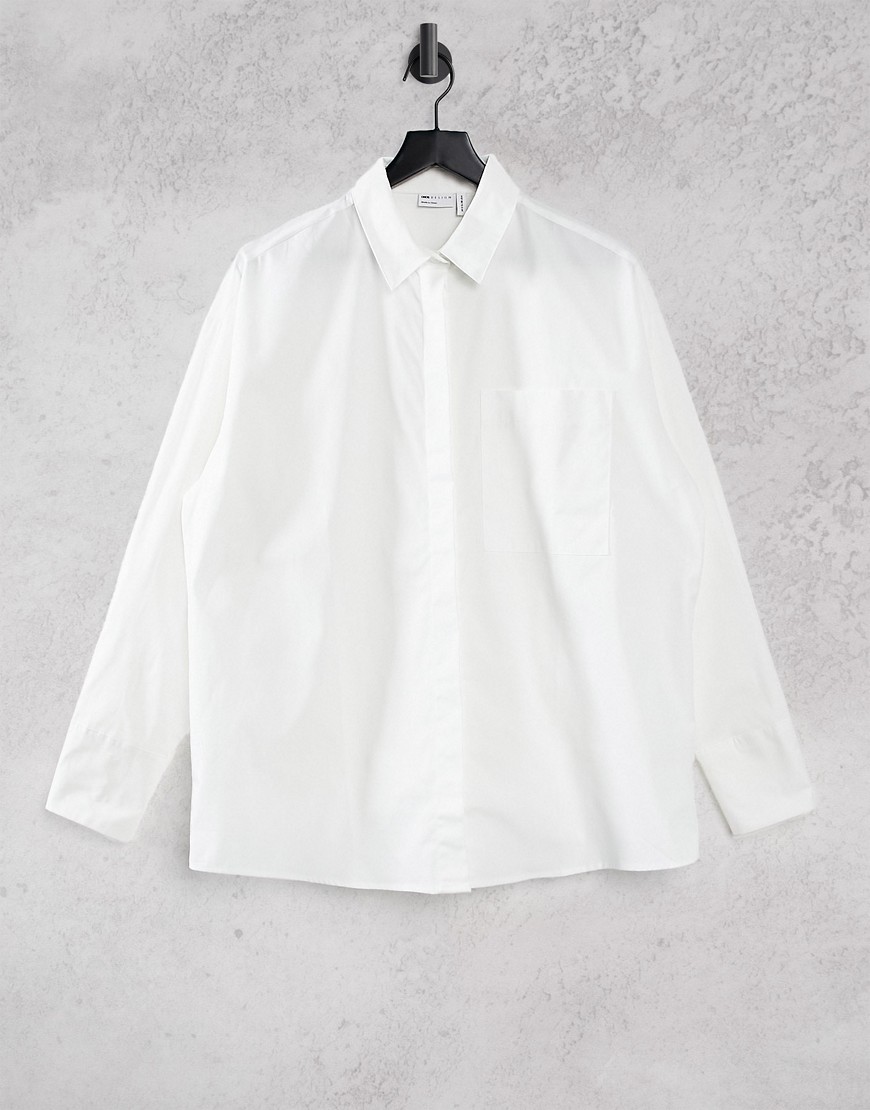 ASOS DESIGN Fuller Bust long sleeve boyfriend shirt in cotton in white