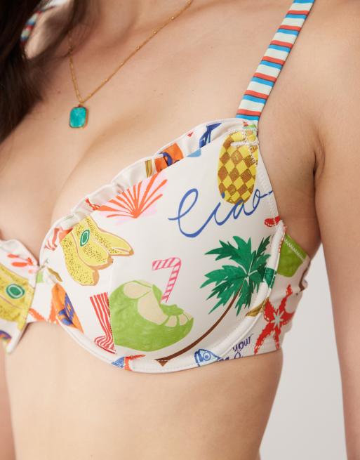 ASOS DESIGN Fuller Bust Luna underwire bikini top in tropical print, 2 of 4