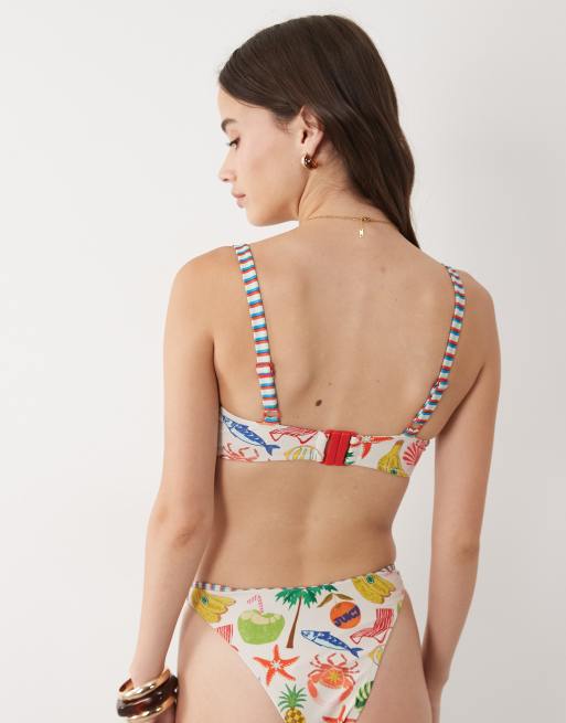 ASOS DESIGN Fuller Bust Luna underwire bikini top in tropical print, 3 of 4