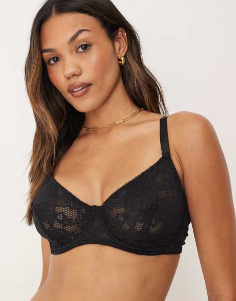 ASOS DESIGN Fuller Bust Margot lace underwire bra in black - view 1