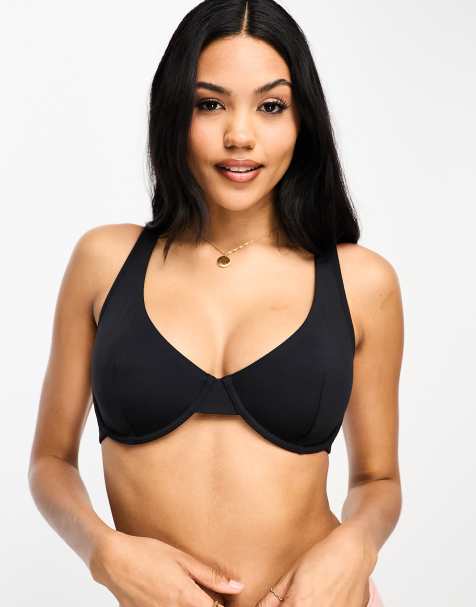 ASOS DESIGN Fuller Bust – Marina – Czarny biustonosz z fiszbinami z mieszanki nylonu - view 1