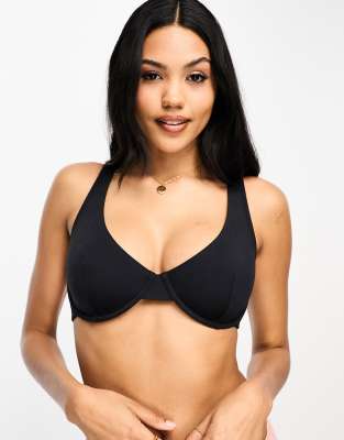 Asos Design Fuller Bust Marina Polyamide Blend Smoothing Underwire Bra In Black