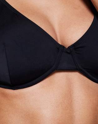 Asos Design Fuller Bust Maya Marina Del Ray High Apex Plunge Underwired Bikini Top In Black