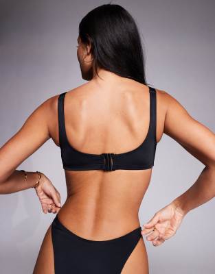 Asos Design Fuller Bust Maya Mirissa Scoop Crop Bikini Top In Black