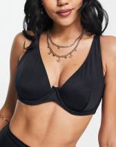 ASOS DESIGN fuller bust mix and match underwired balconette bikini top in  black