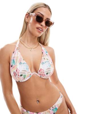 ASOS DESIGN - Fuller Bust - Mehrfarbiges Bikinioberteil mit Bügeln, für die größere Brust-Bunt