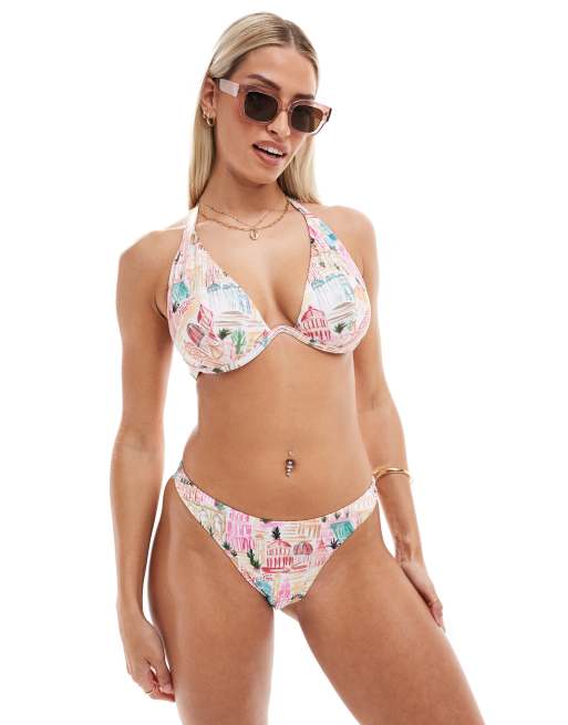 ASOS DESIGN Fuller Bust Mehrfarbiges Bikinioberteil mit Bugeln fur die groBere Brust ASOS