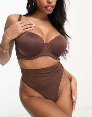 Asos Design Microfiber Molded T-shirt Bra In Brown In Brown