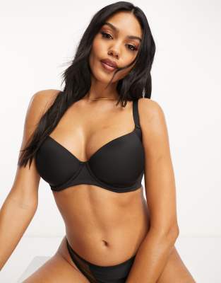 ASOS DESIGN microfiber molded superboost push-up bra in black