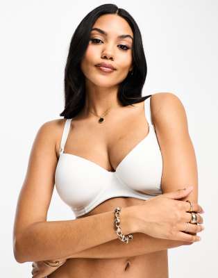 ASOS DESIGN microfibre moulded multiway strapless bra with clear centre in  brown