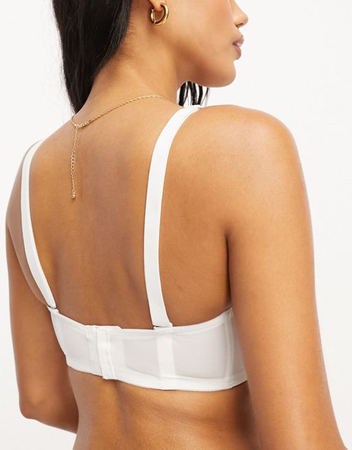 ASOS DESIGN microfiber molded multiway strapless bra with clear center in  white