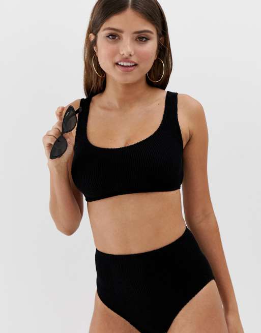 Black Mix Match Crinkle Fuller Bust Bikini Top