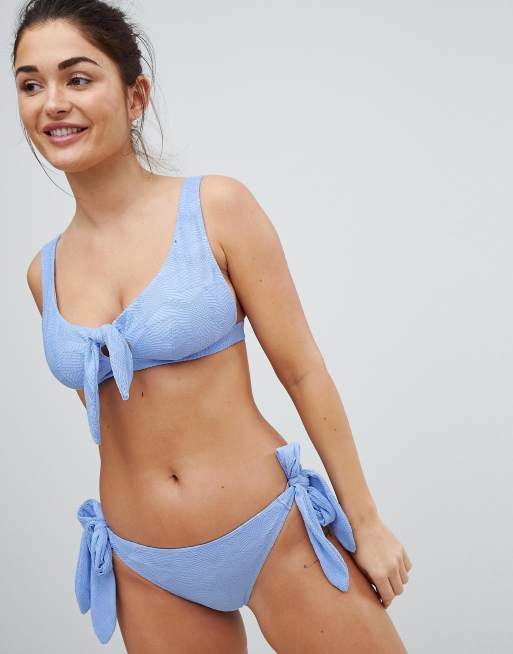 Asos Design Fuller Bust Mix And Match Knot Crop Bikini Top In