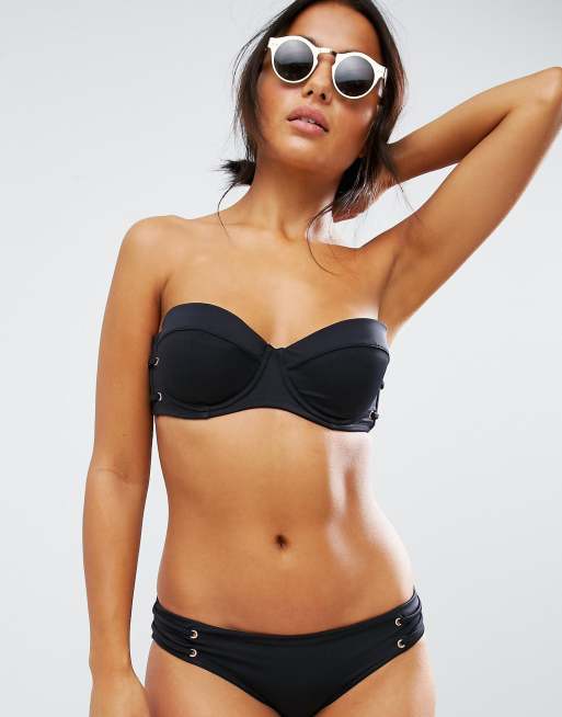 ASOS DESIGN FULLER BUST Mix and Match Cupped Bandeau Bikini Top with  Eyelets DD-G