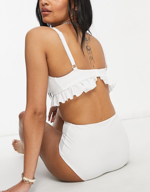 ASOS DESIGN Fuller Bust mix and match underwire wrap bikini top in white
