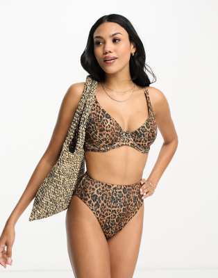 Orange Leopard Fuller Bust Scoop Neck Bikini Top