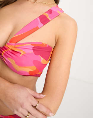 Asos Design Fuller Bust Mix And Match Twist One Shoulder Bikini Top In Multi