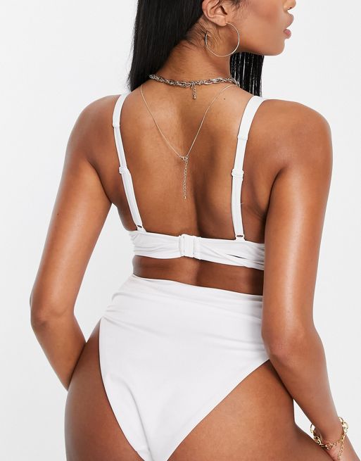 ASOS DESIGN Fuller Bust mix and match underwire wrap bikini top in white -  ShopStyle Two Piece Swimsuits