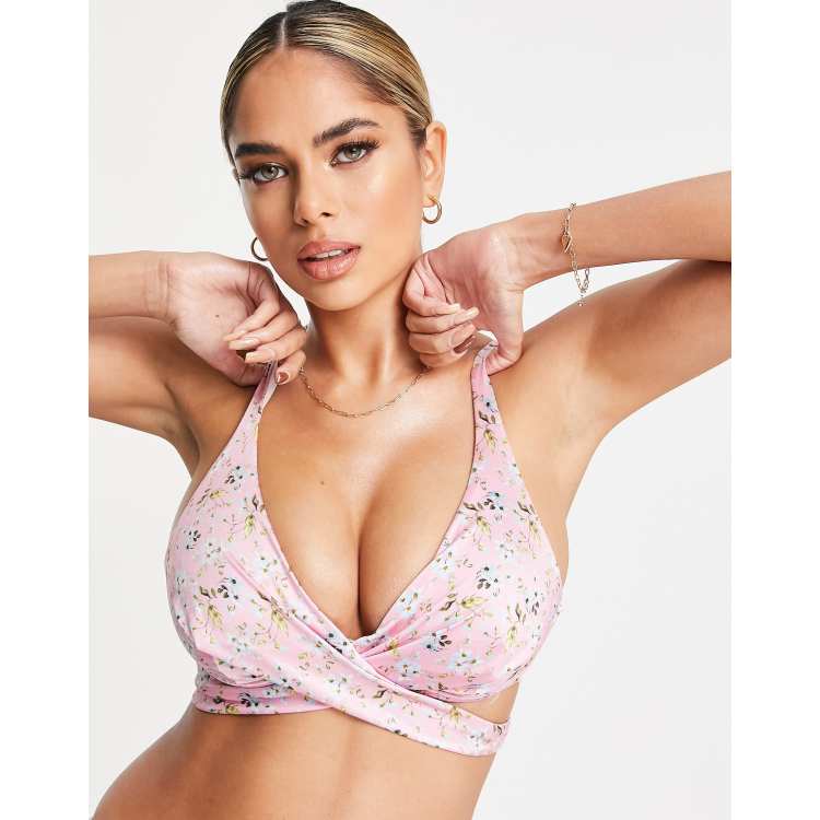 ASOS DESIGN – Größere Brust – Bikinioberteil mit Rüschen, kurzem Schnitt  und geblümtem Tapetenmuster Color: Floral print; Size: EU 70D: Buy Online  in the UAE, Price from 177 EAD & Shipping to Dubai