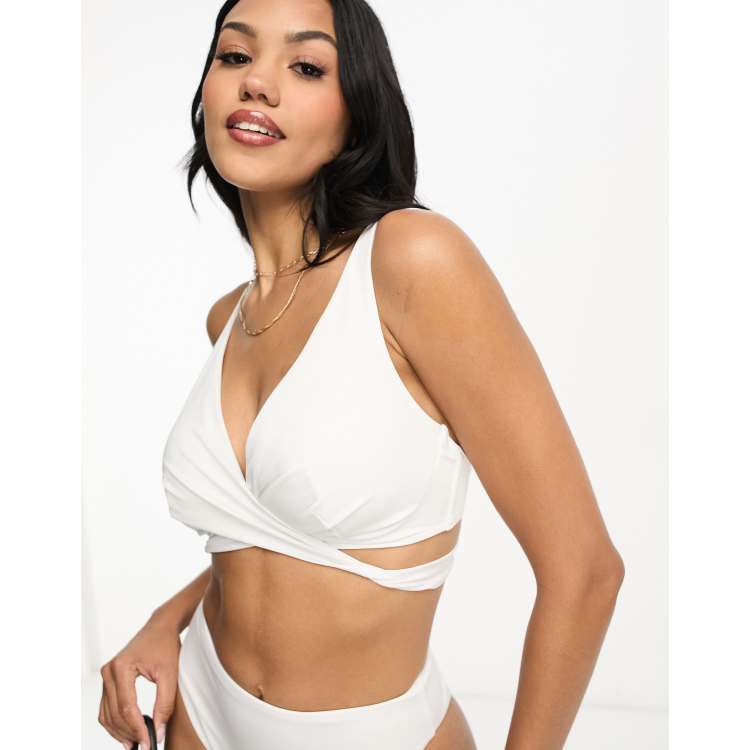 Buy Boohoo Essentials Fuller Bust Recycled Bikini Top In White