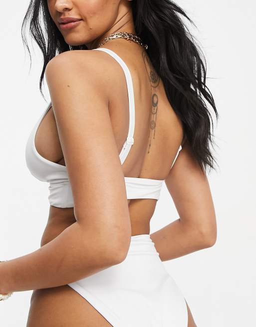 ASOS DESIGN Fuller Bust - Mix og match - Hvid bikinitop med bredt underbånd og dyb udskæring , 2 af 4