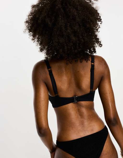 ASOS DESIGN - Fuller Bust - Mix og match - Sort cropped bikinitop med firkantet hals og støttende bøjle, 3 af 4