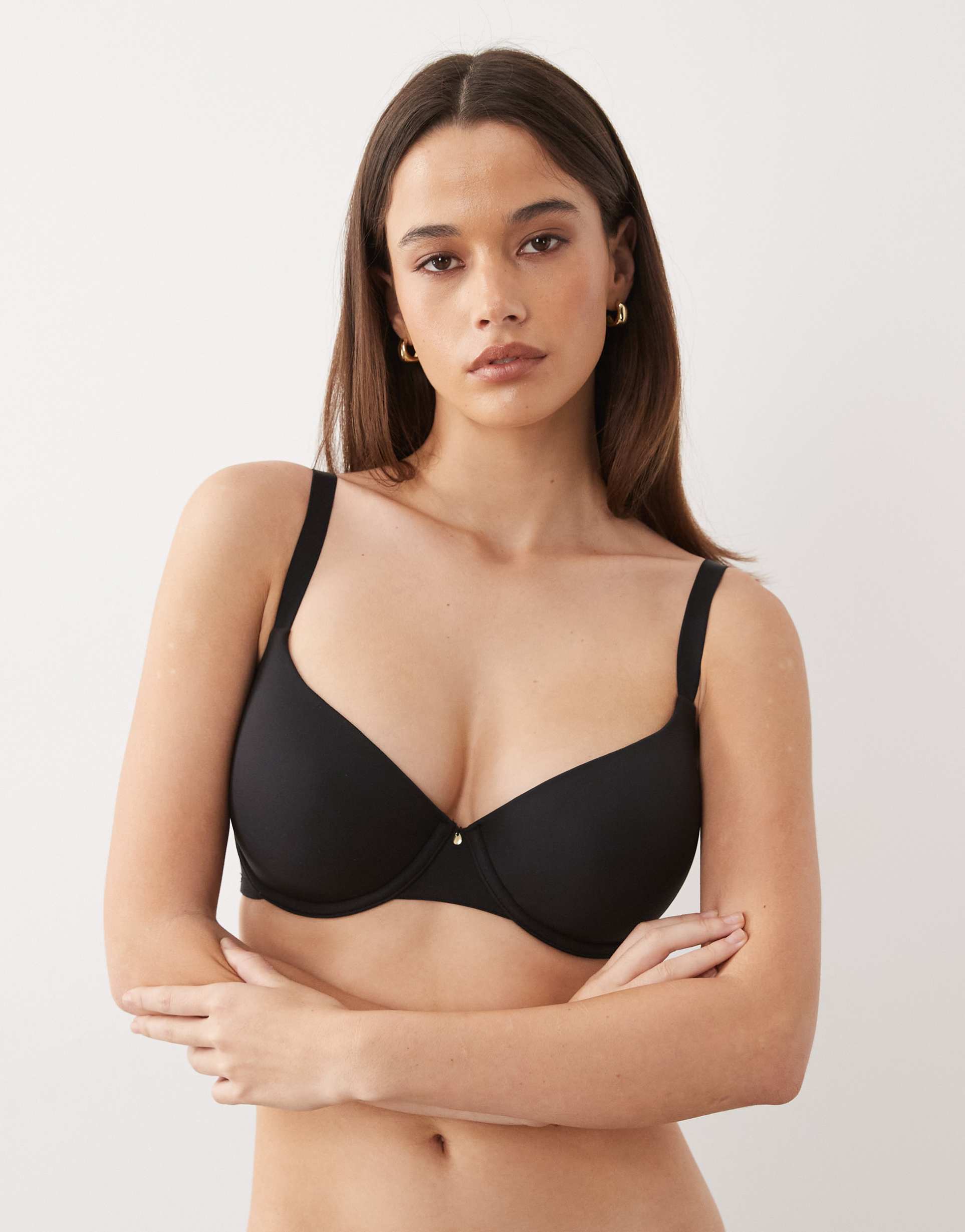 asos design fuller bust molded t-shirt bra in black