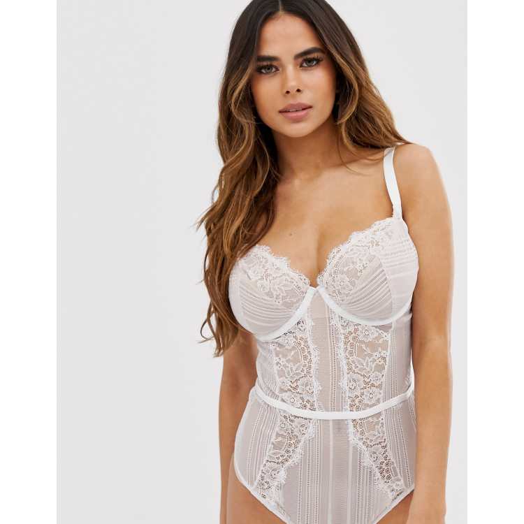 ASOS DESIGN Fuller Bust Morgan linear lace underwired bodysuit